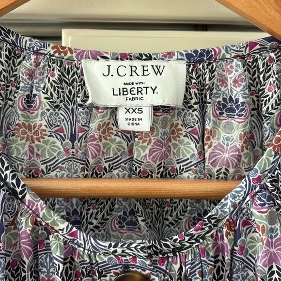 J Crew and Liberty Fabric Tie Sleeve Button Front Organic Cotton Dress Size XXS - Picture 4 of 11